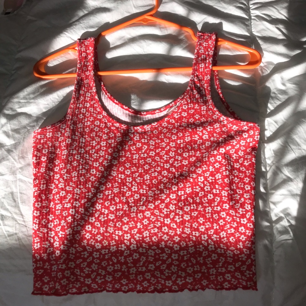 red and white cropped top